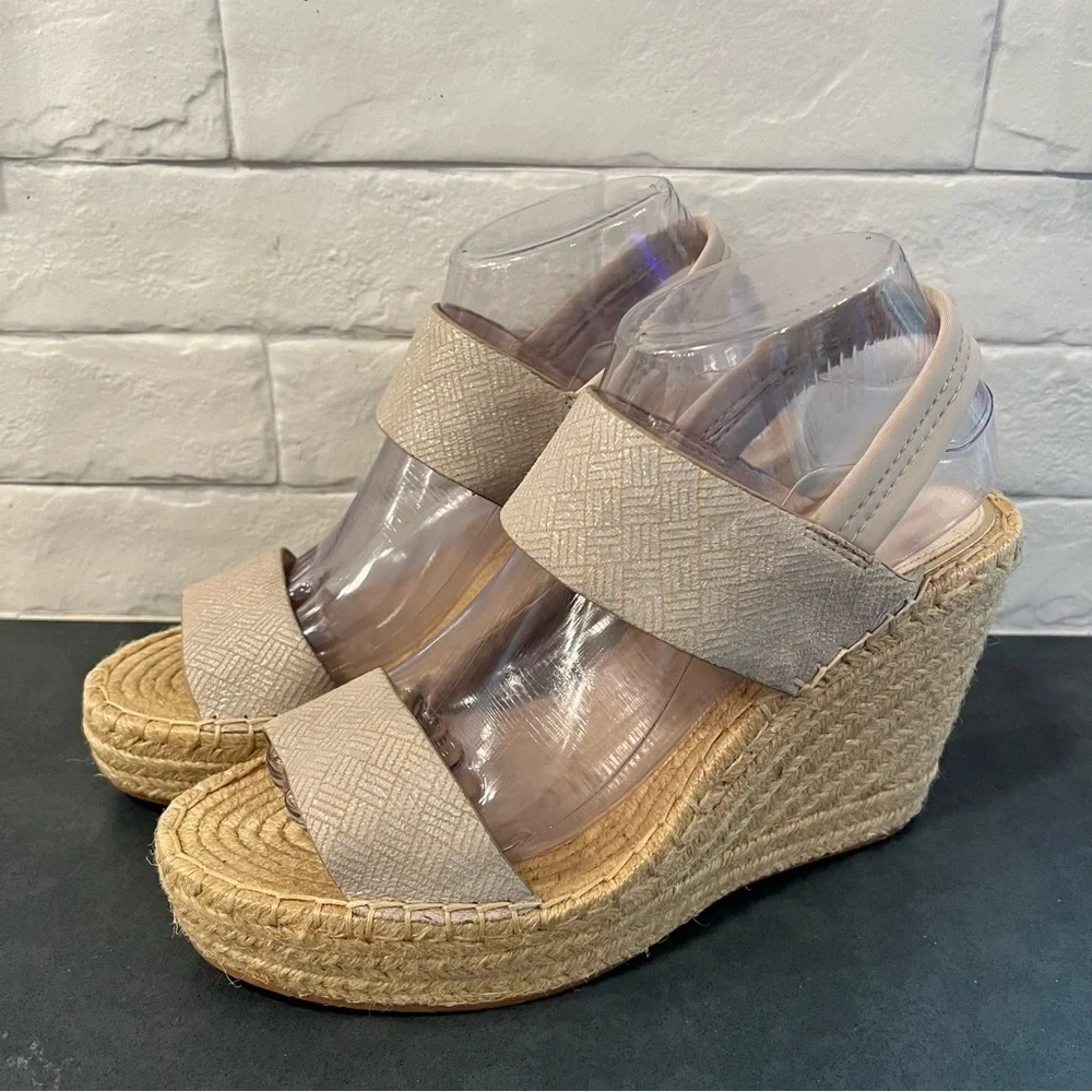 NWOT Katherine Kelly sz 8.5 Orla leather wedge espadrille sandals